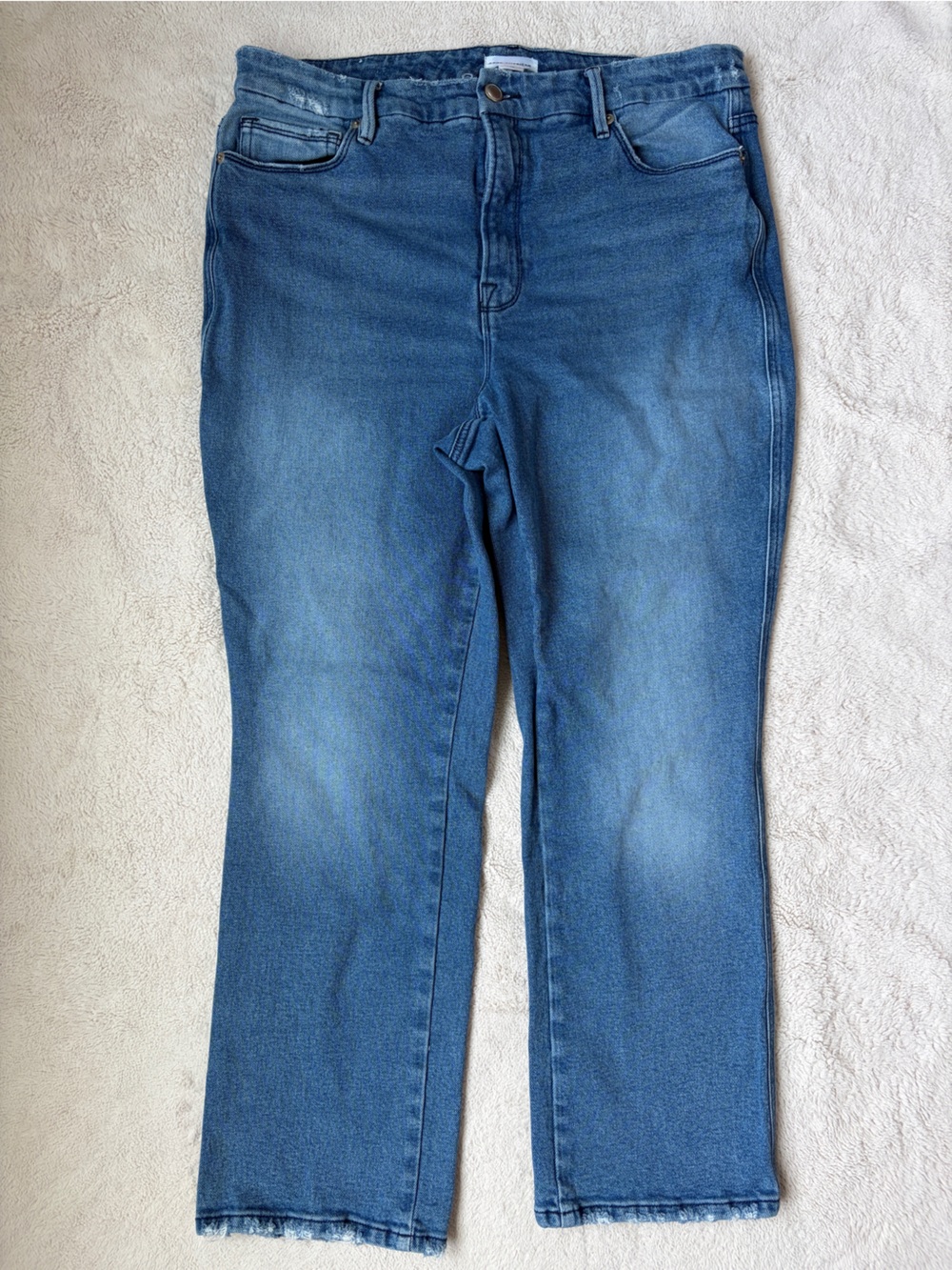 Good American Medium Blue Straight-Leg Jeans Women Size 15